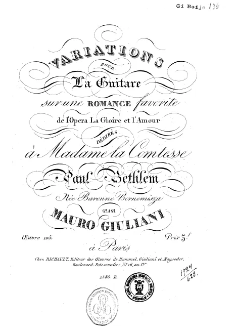 First page of Introduction, Theme and Variations