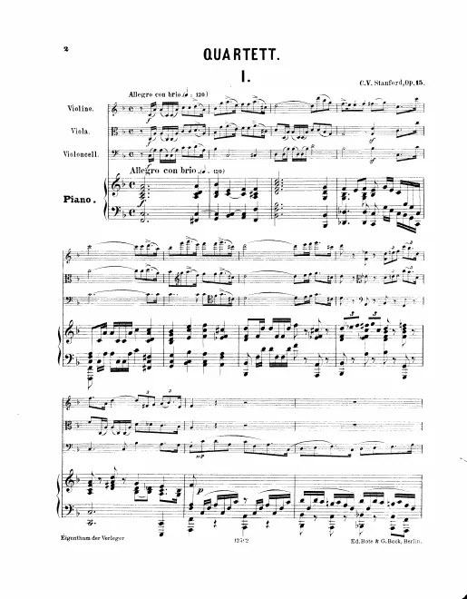 First page of Quartet No.1 for Piano and Strings