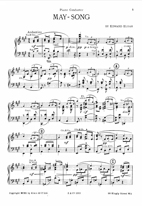 First page of May Song