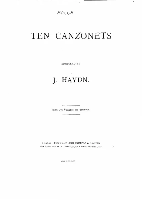 First page of 10 Canzonets