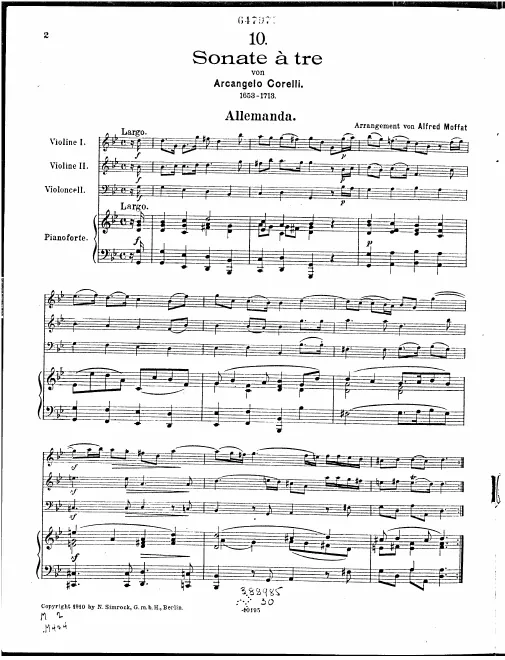 First page of Trio Sonata in G minor