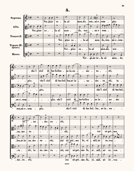 First page of Vergine sola al mondo