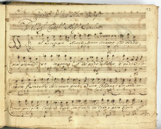 First page of Del faretrato nume amor tiranno