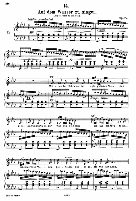 First page of Auf dem Wasser zu singen