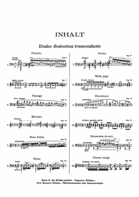 First page of Études d'exécution transcendante