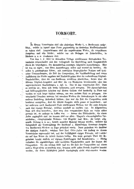 First page of Thematisches Verzeichniss der im Druck Erschienenen Werke von Ludwig van Beethoven
