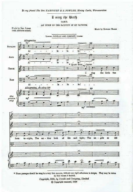 First page of I Sing the Birth
