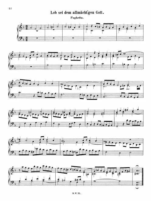 First page of Lob sei dem allmächtigen Gott