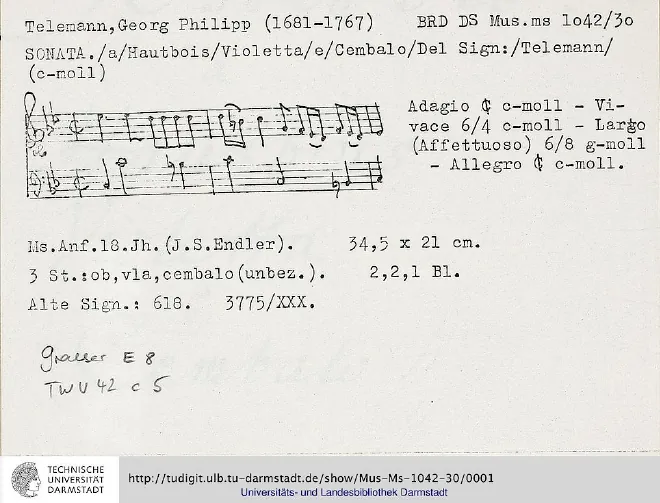 First page of Trio Sonata in C minor