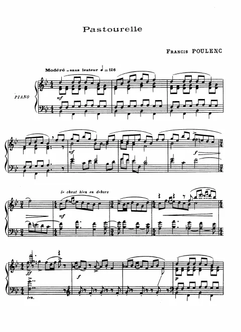 First page of Pastourelle (extrait de l’œuvre collective “l’Eventail de Jeanne”, ballet en un acte)