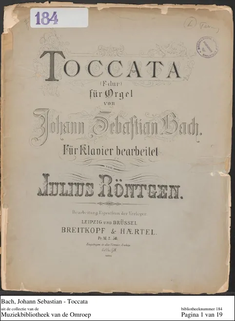 First page of Toccata (Præludium) and Fugue in F major