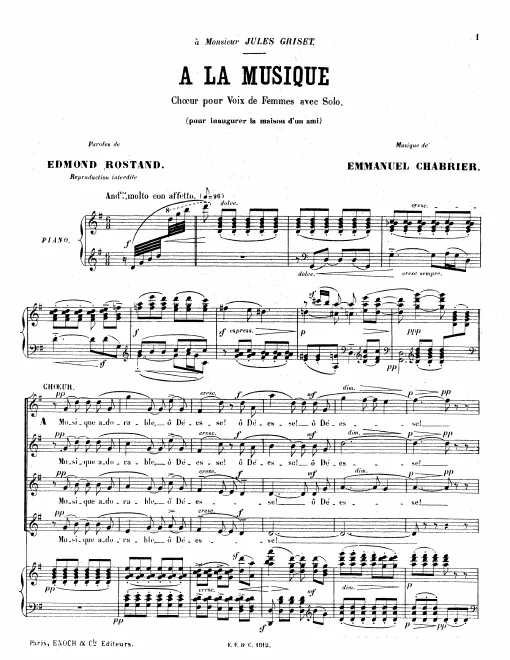 First page of À la musique