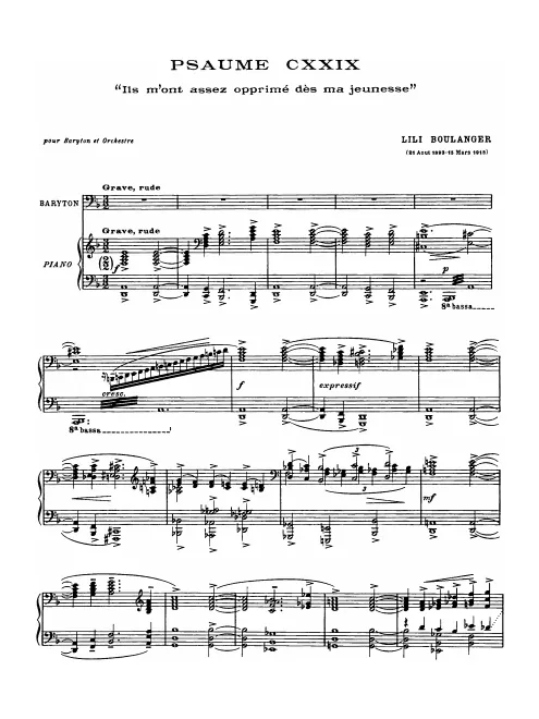 First page of Psaume CXXIX. "Ils m’ont assez opprimé dès ma jeunesse"