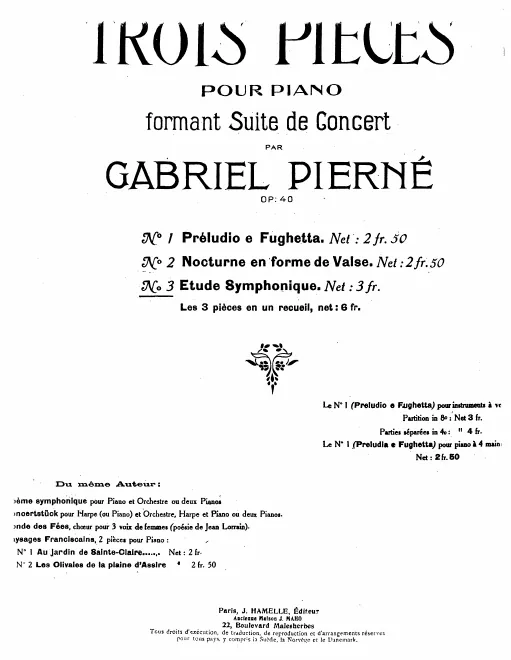 First page of 3 Pièces Formant Suite de Concert