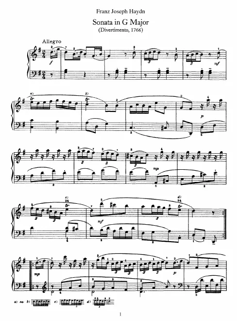 First page of Divertimento