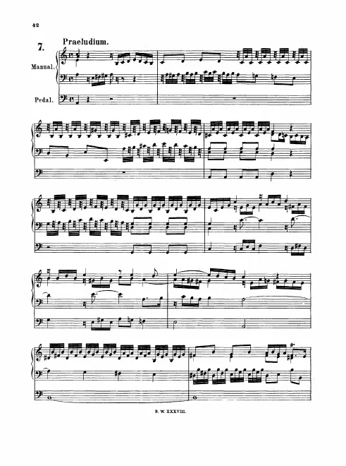 First page of Prelude and Fugue in A minor
