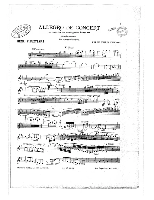 First page of Allegro de Concert ; Violin Concerto No.8