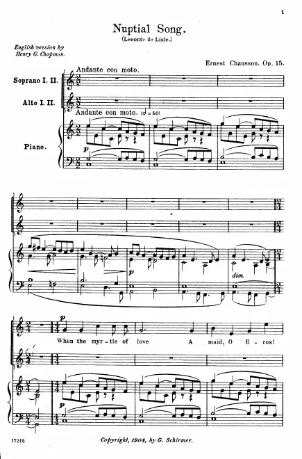 First page of Chant nuptial, Op.15