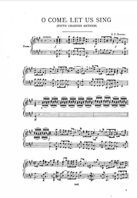 First page of O Come, Let Us Sing unto the Lord (Chandos Anthem No.8)