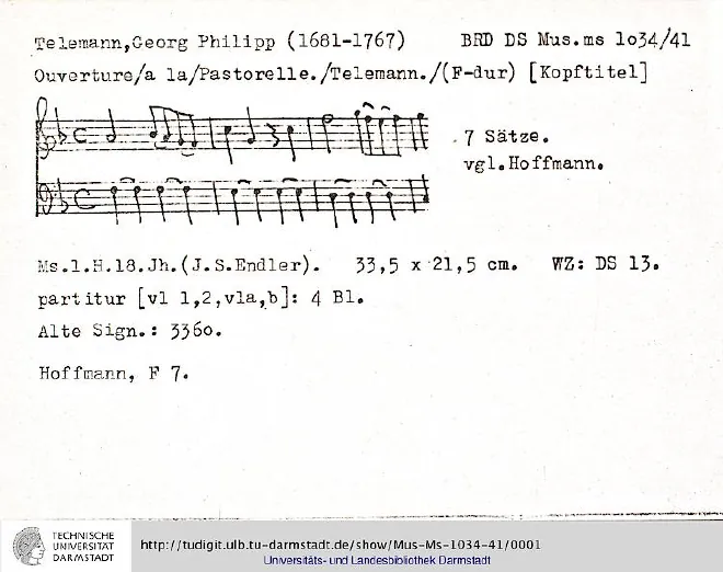 First page of Ouverture-Suite in F major