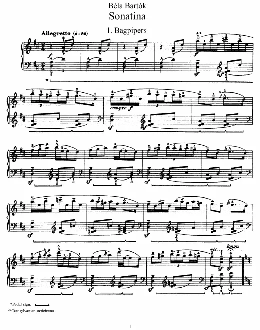 First page of Sonatina for Piano