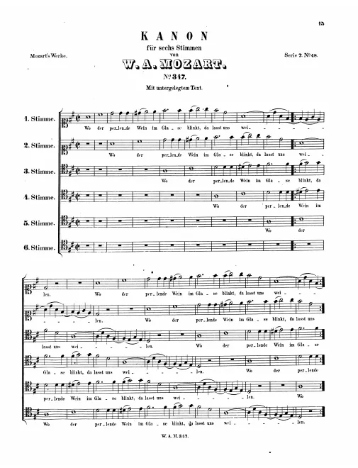 First page of Canon for 6 Voices