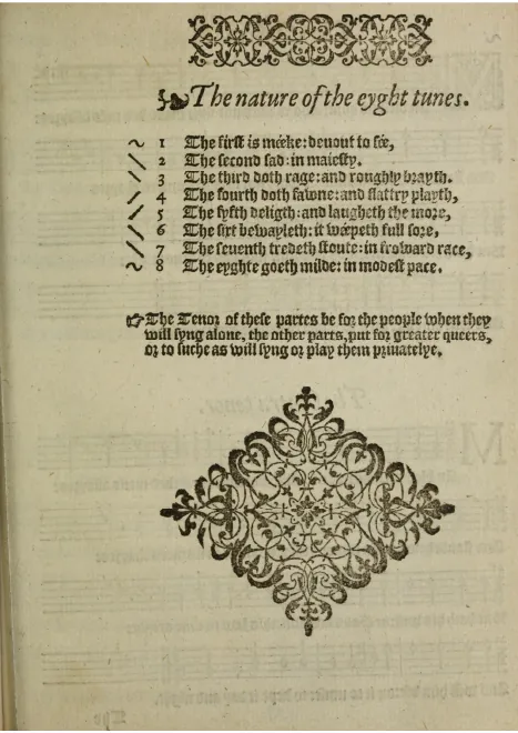 First page of 9 Tunes for Archbishop Parker’s Psalter