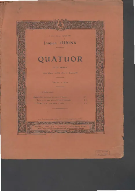 First page of Piano Quartet in A minor