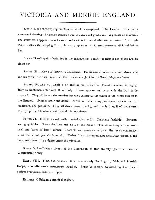 First page of Victoria and Merrie England