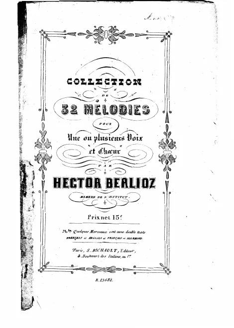 First page of Collection de mélodies