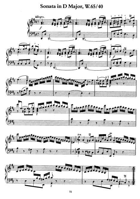 First page of Keyboard Sonata in D major