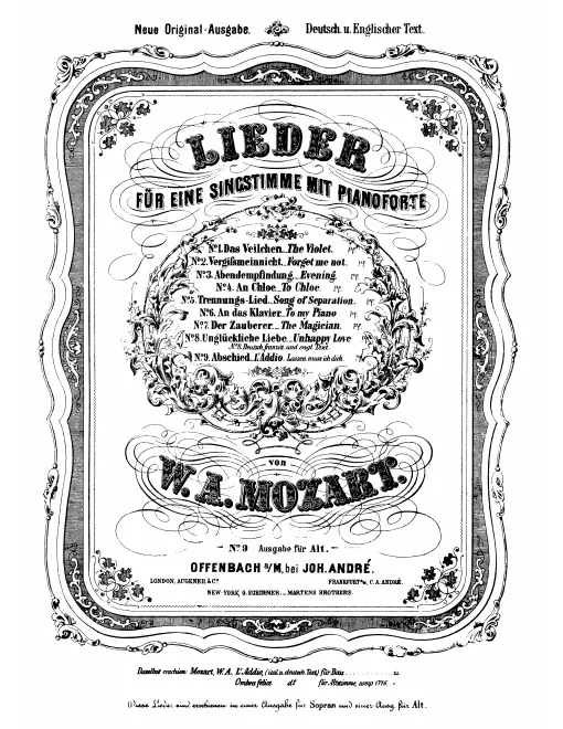First page of Io ti lascio, o cara, addio