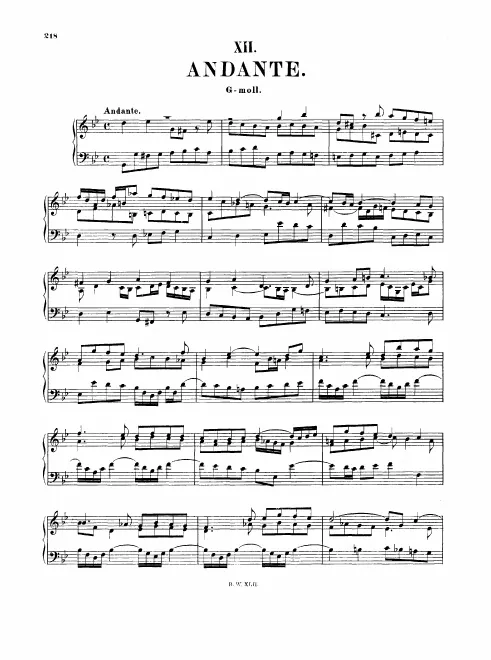 First page of Andante in G minor