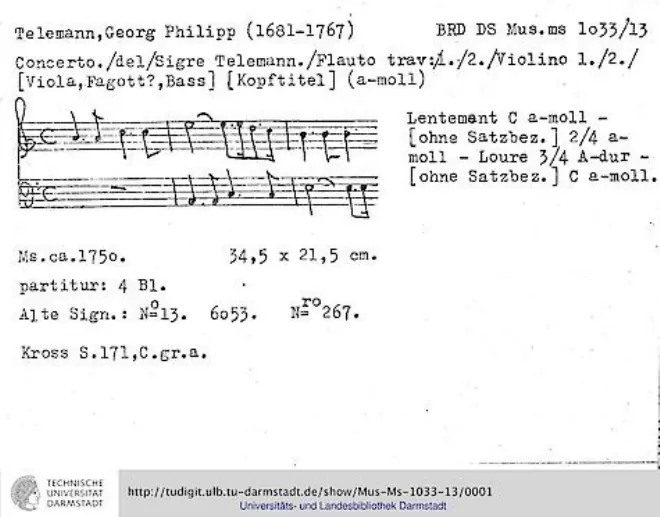 First page of Concerto for 2 Flutes and Bassoon in A minor