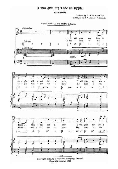 First page of I Will Give My Love an Apple