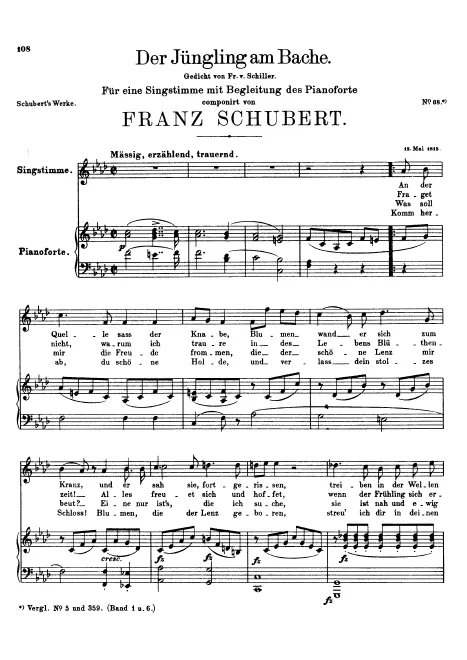 First page of Der Jüngling am Bache