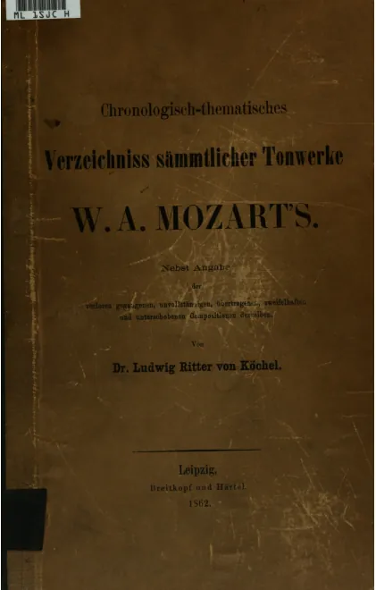 First page of Chronologisch-Thematisches Verzeichniss sämmtlicher Tonwerke Wolfgang Amade Mozarts