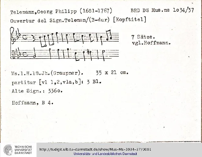 First page of Ouverture-Suite in B-flat major