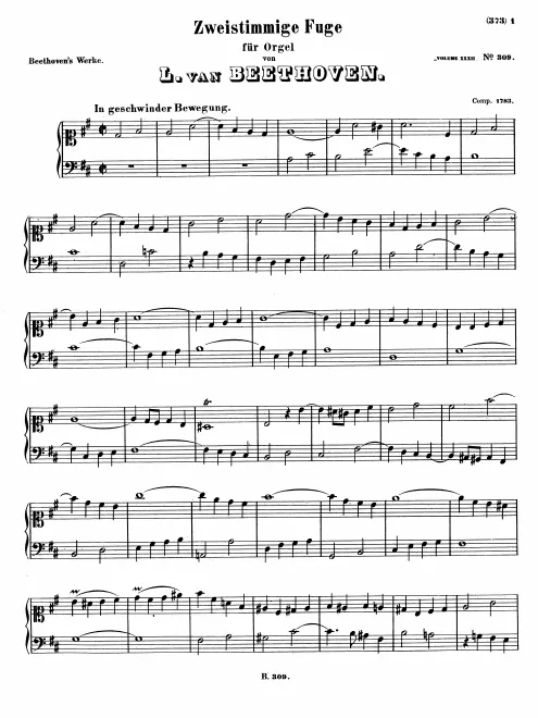 First page of Fugue for Organ