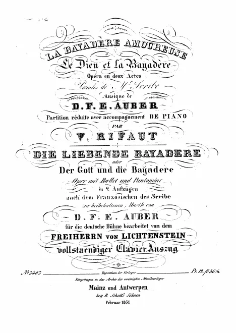 First page of Le dieu et la bayadère, ou La courtisane amoureuse