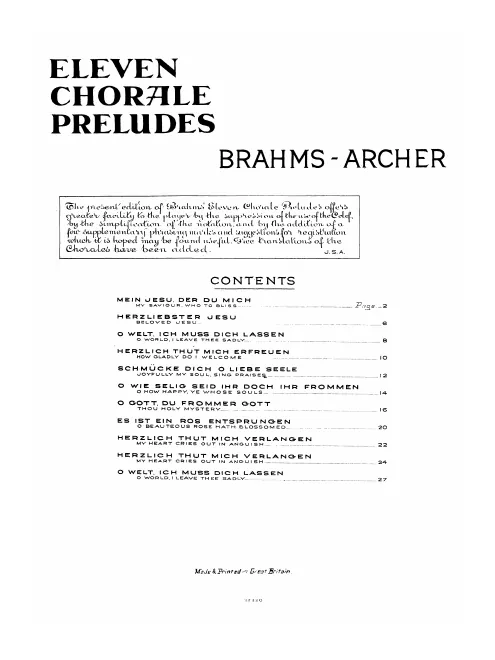 First page of 11 Chorale Preludes