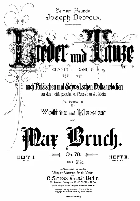 First page of Lieder und Tänze nach Russischen und Schwedischen Volksmelodien