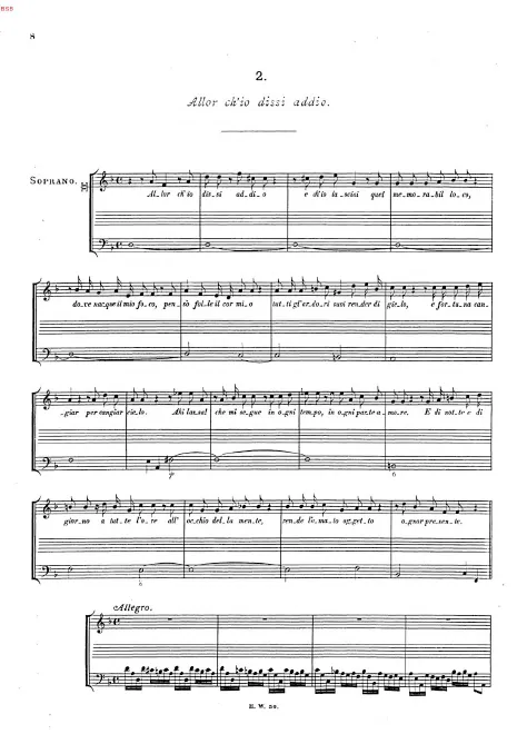 First page of Allor ch'io dissi addio
