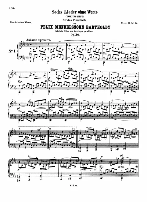 First page of Lieder ohne Worte
