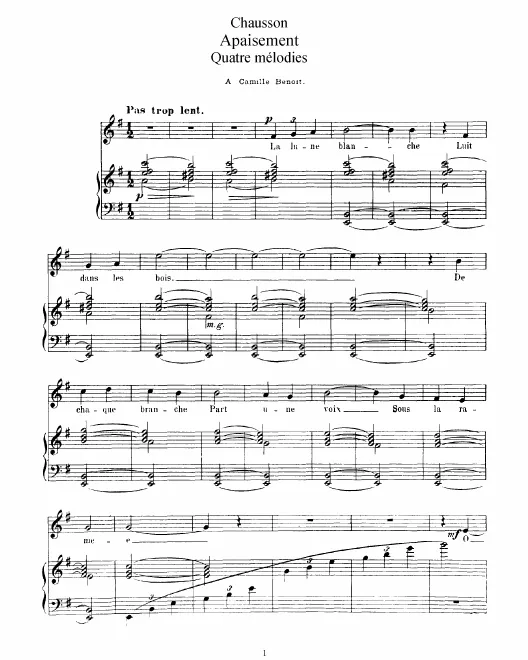 First page of Quatre mélodies