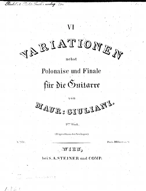 First page of 6 Variations, Op.9