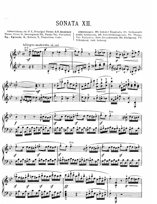 First page of Piano Sonata in B-flat major