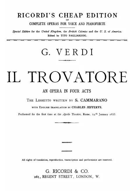 First page of Il Trovatore