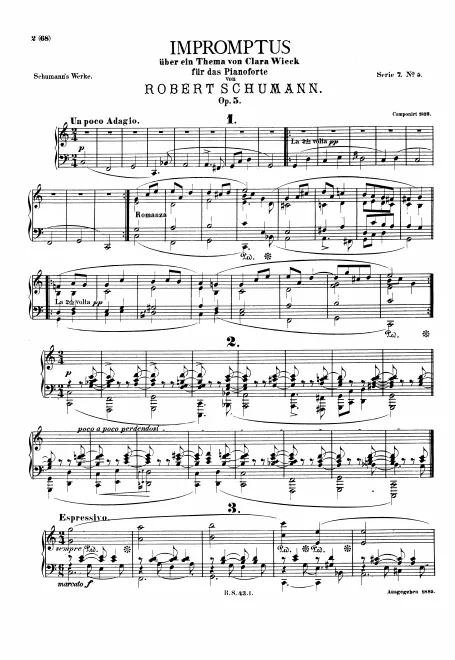 First page of Impromptus on a Theme of Clara Wieck