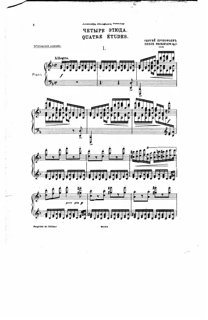 First page of Four Etudes